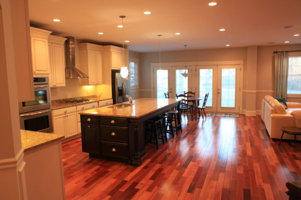 Very large custom island compliments an entirely custom designed Open Kitchen.